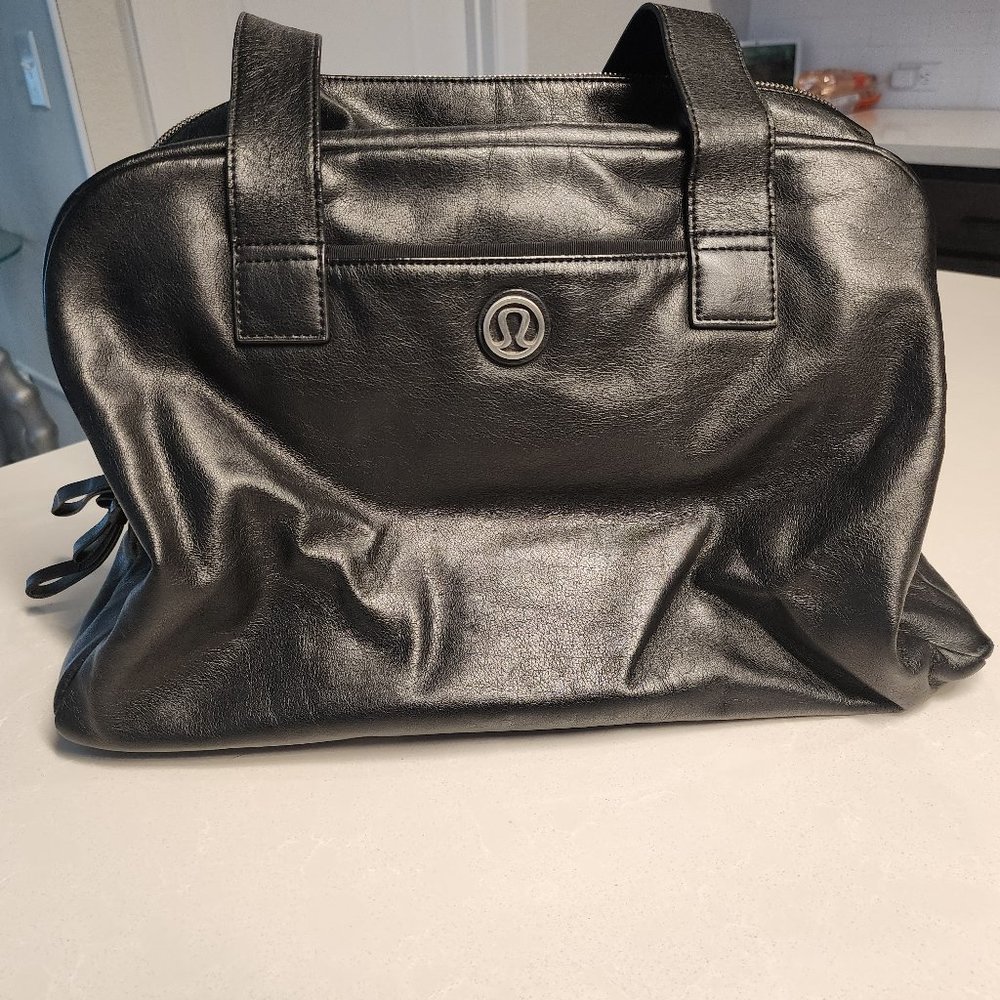Lululemon Duffle Travel Gym Bag Faux Leather Black